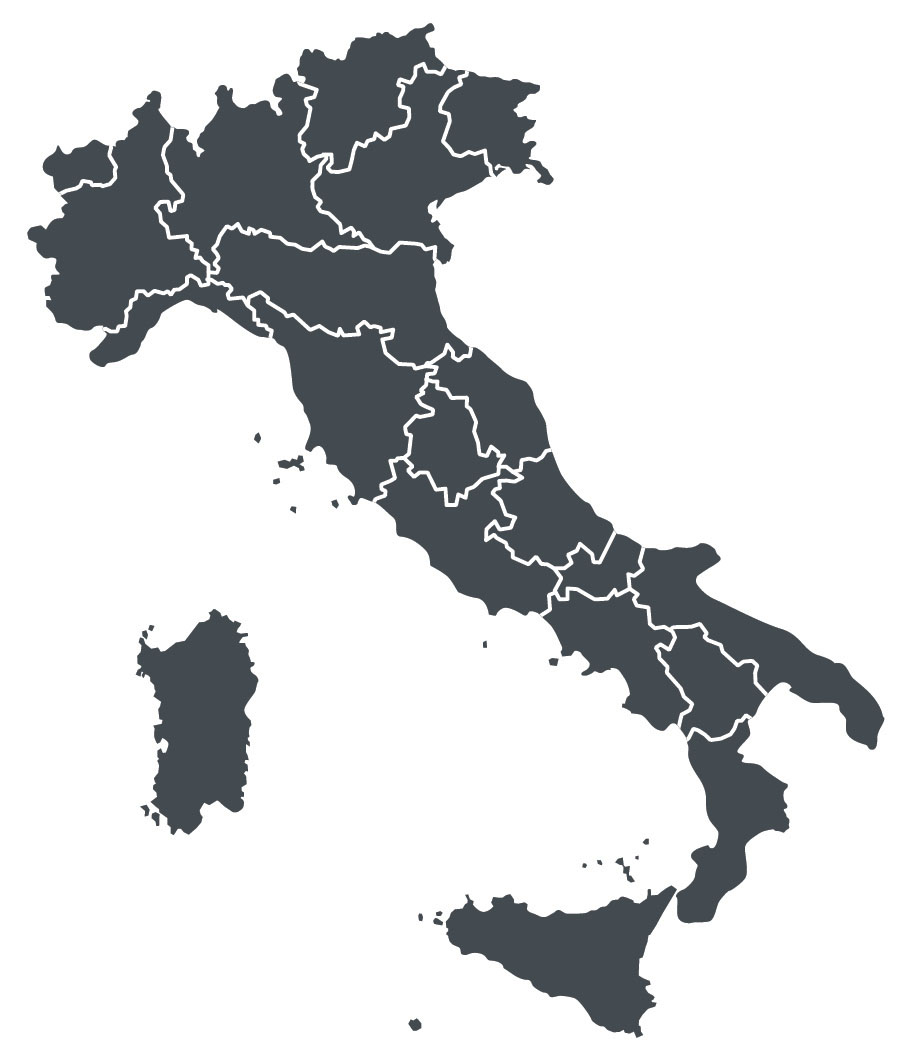 Mappa dell'Italia in grigio